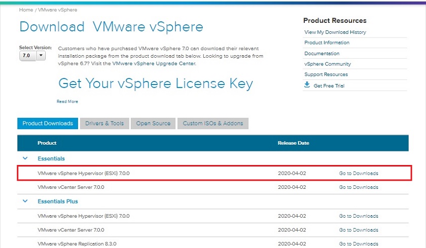 vmware download esxi 6.7